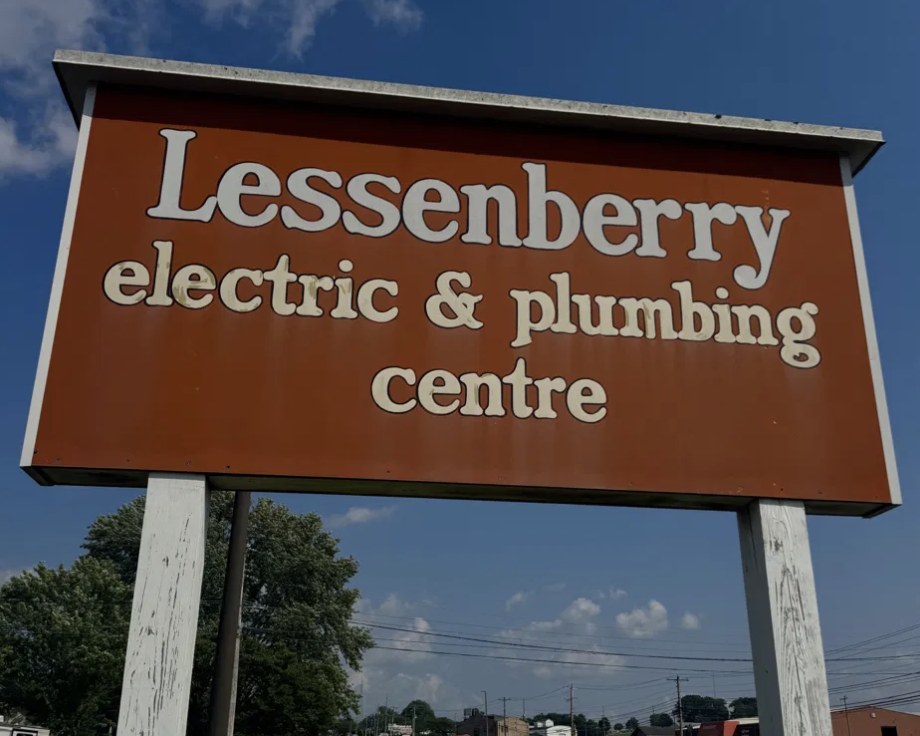 Lessenberry Electric & Plumbing Centre roadside sign